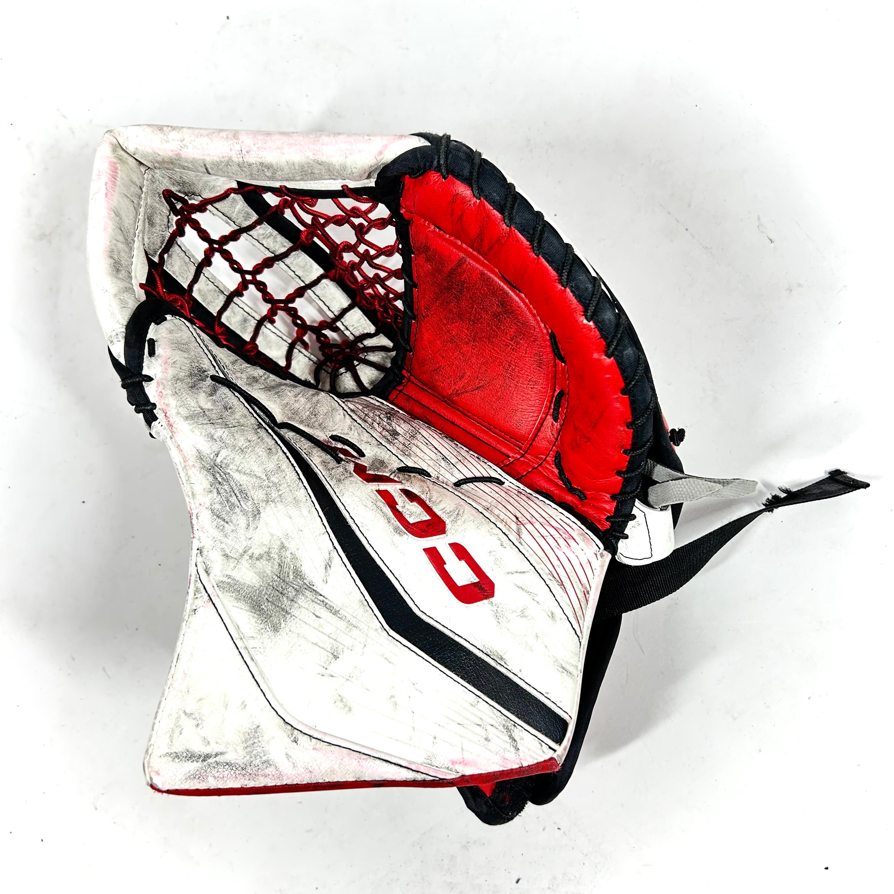 CCM Extreme Flex 6 - Gant de gardien de but Pro Stock d'occasion (blanc/rouge/noir)